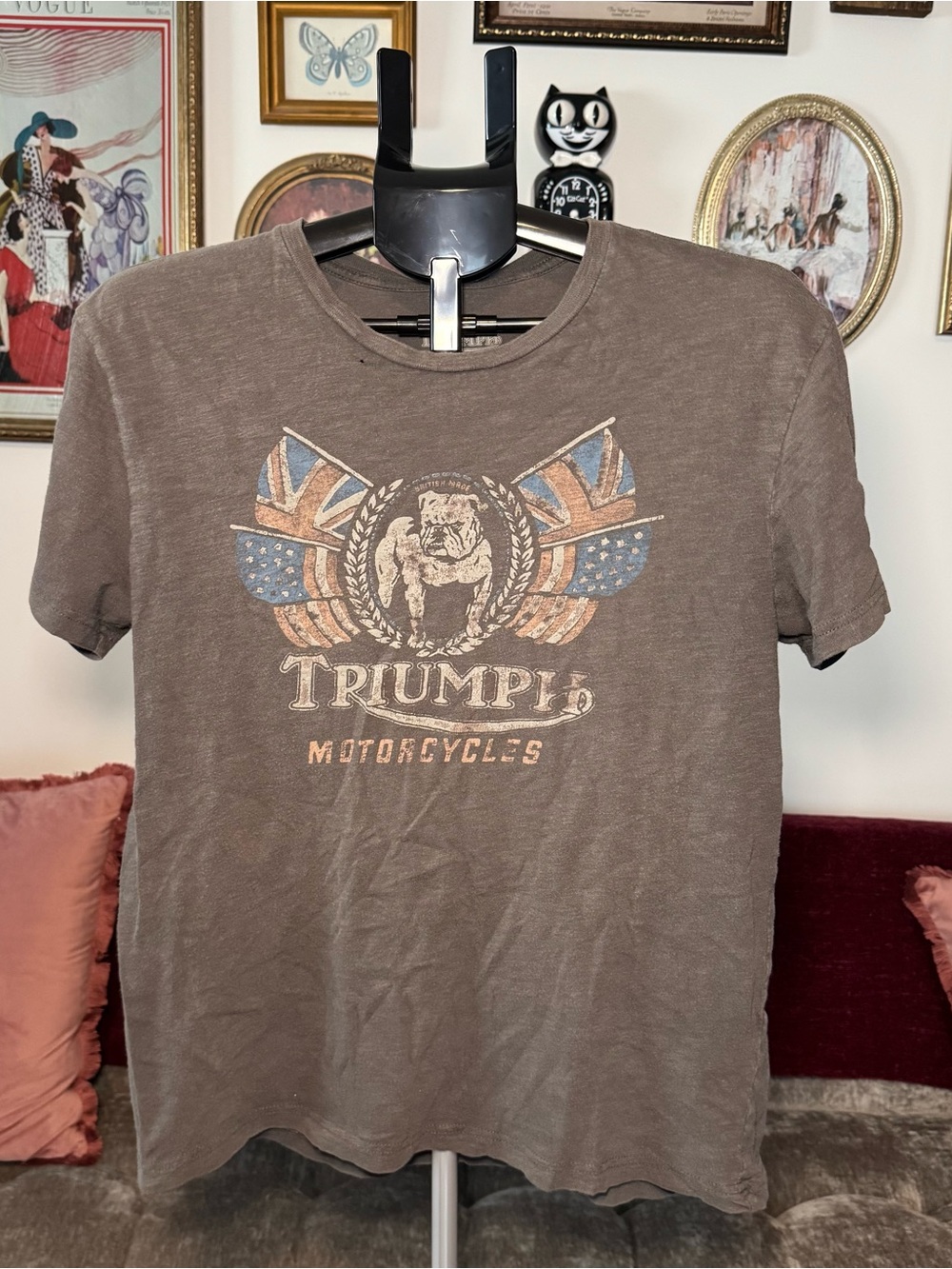 Triumph Motorcycles Men's Brownish Grey  Graphic Tee